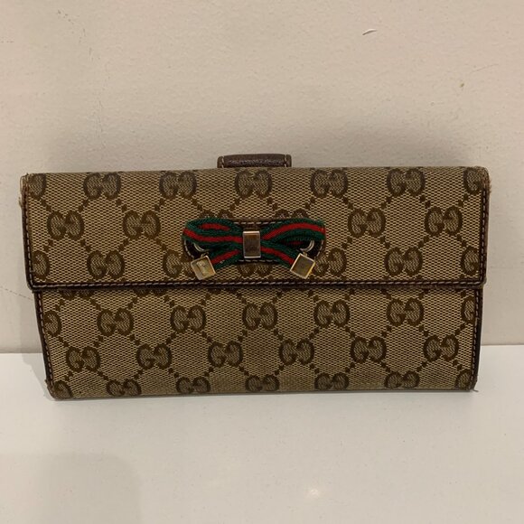 Gucci Brown GG Canvas Wallet Sku#84386 (gently used) - Picture 1 of 13